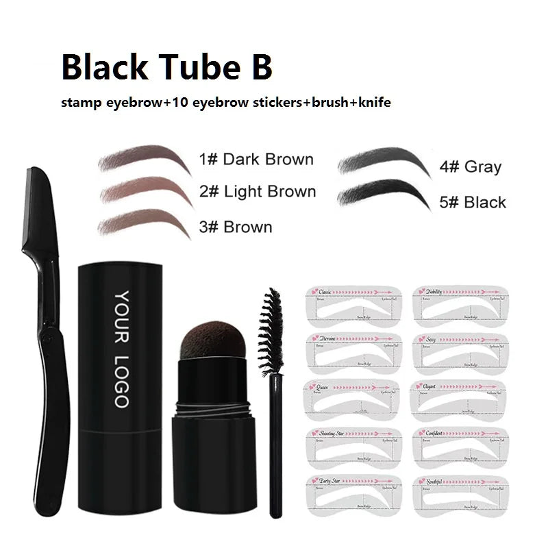 1 eye brow brush trimming knife eyebrow powder eyebrow stamp and stencil kit