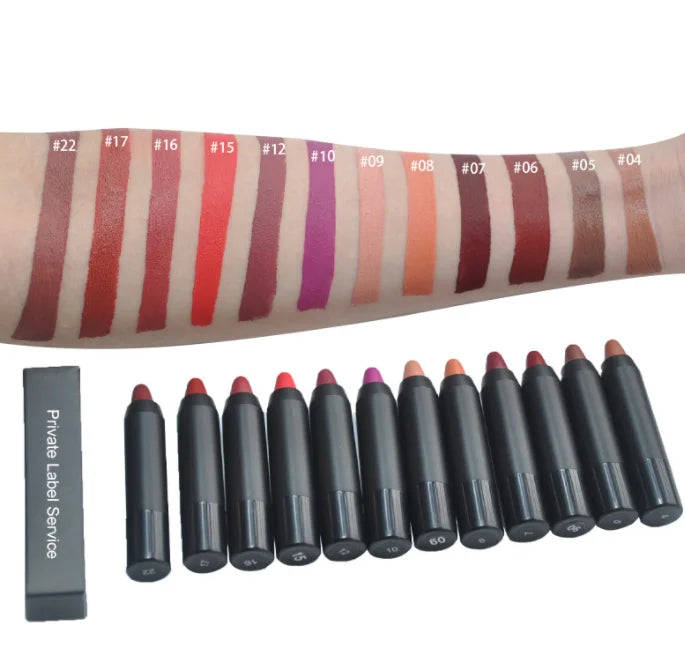 waterproof long-lasting matte makeup cosmetics rose red lipstick crayon pencil lipstick