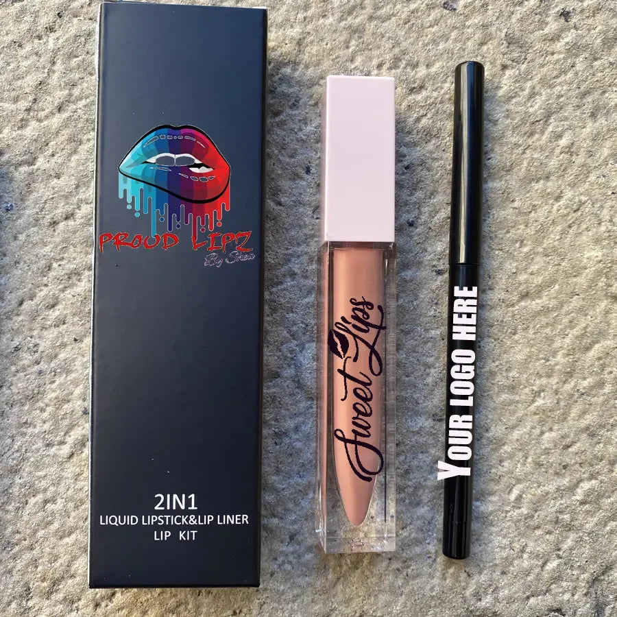 make lipgloss and liner set lipliner and lipstick matte lip kit with lip liner