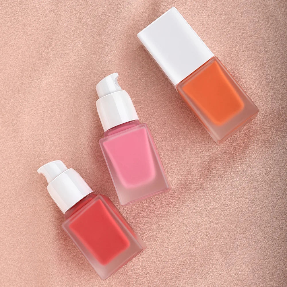 high quality makeup liquid cheek blusher with glass bottle long lasting liquid blush