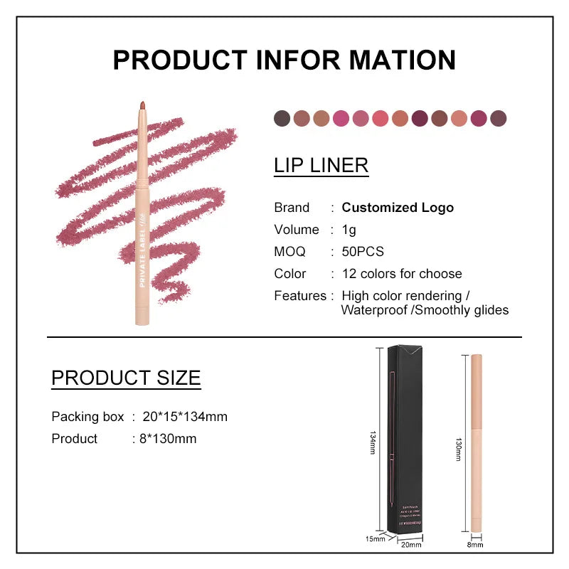 waterproof retractable lipliner with sharpener lips makeup vegan creamy lip liner