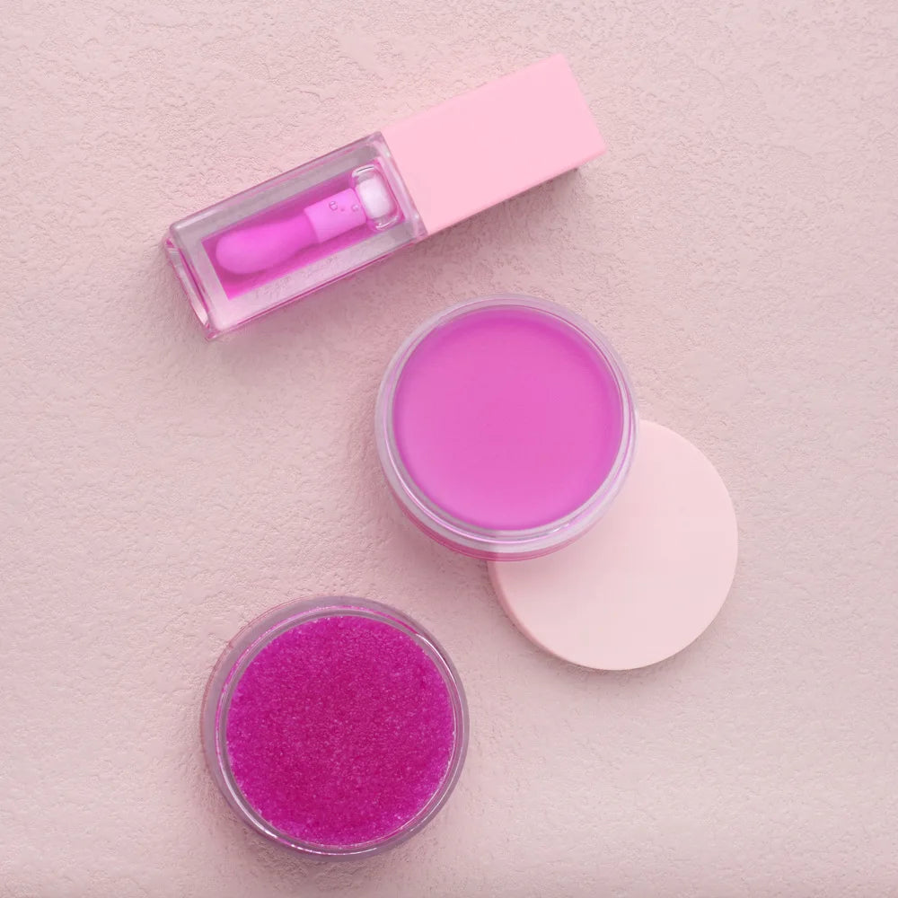 new style fruit flavored lip oil overnight lip mask lip scrub moisturizing 3 in 1 lip care set