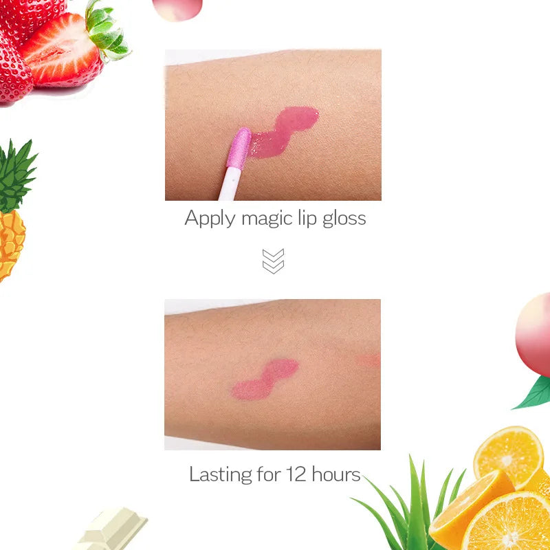 lip care products magic color hydrating tinted clear color changing lip oil 2-in-1 pink lollipop round ball chapstick li