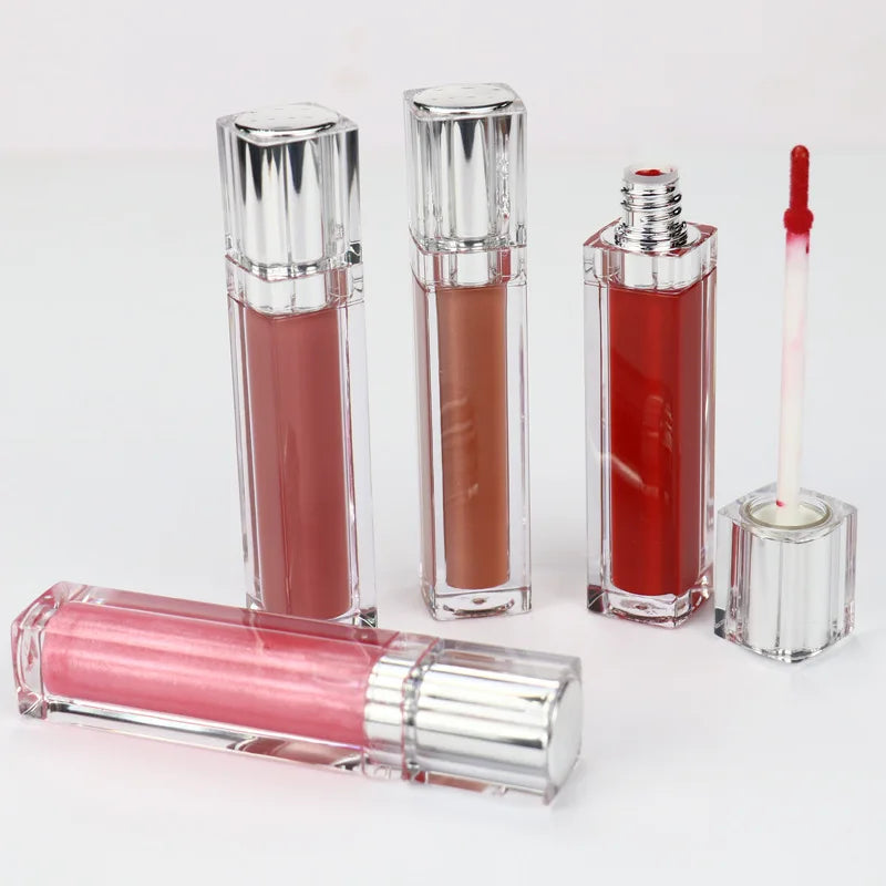 luxury empty lip oil tubes lip gloss containers clear lipgloss wand tubes gold silver lip tint tubes for cosmetic packag