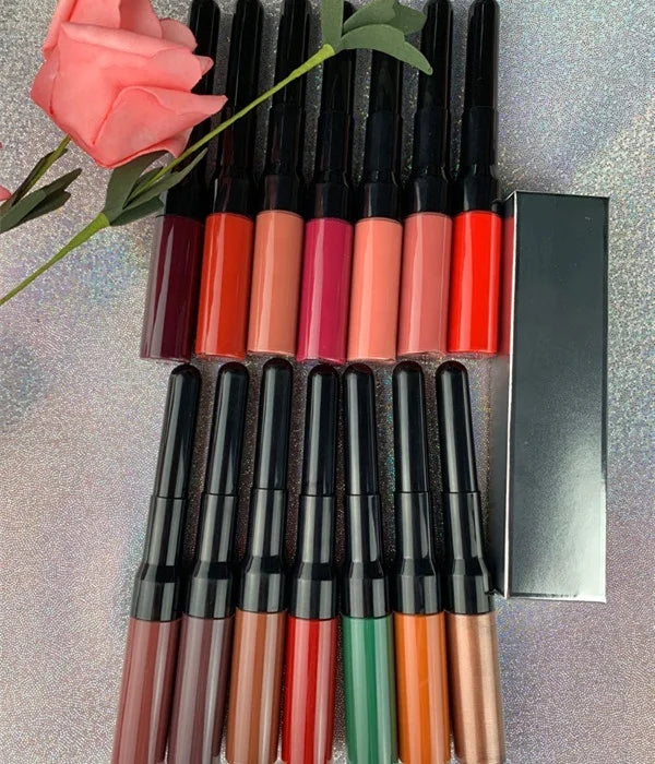double head lipstick pencil 2 in 1 lip liner and lipstick cosmetics matte lipstick pencil