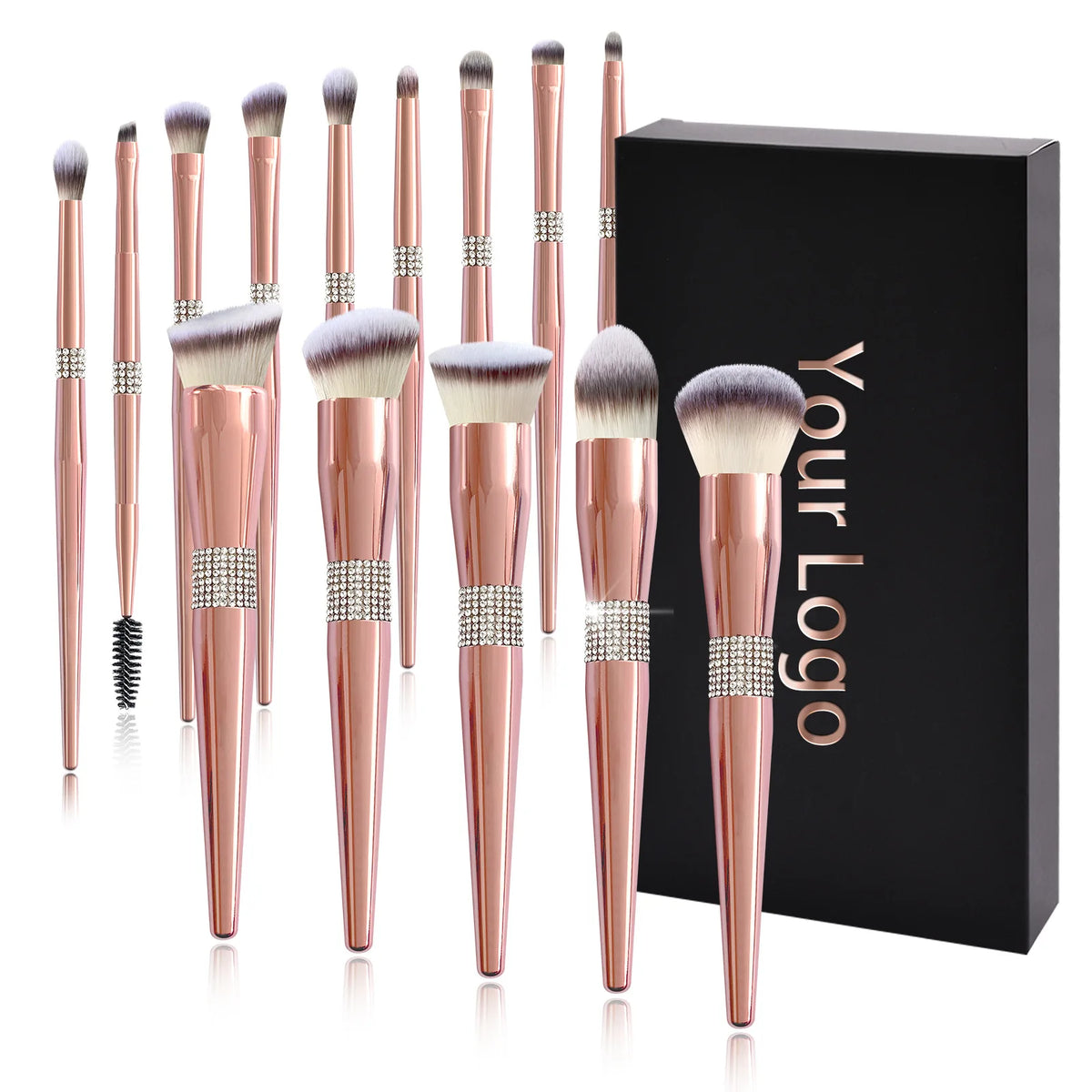 makeup brush set 14pcs premium cosmetic brush foundation blush concealer eyeshadow eyebrow highlight pink make up brush