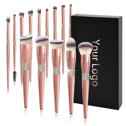 makeup brush set 14pcs premium cosmetic brush foundation blush concealer eyeshadow eyebrow highlight pink make up brush