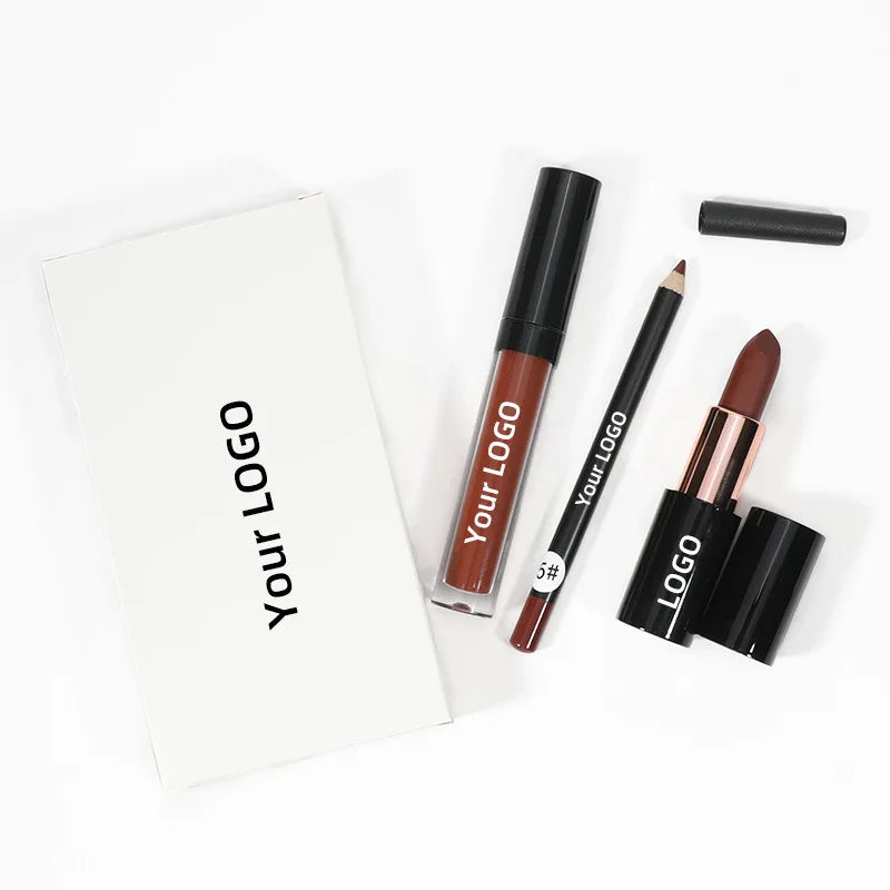 lip kit 10 colors high pigment long lasting lip gloss lipliner lip stick set