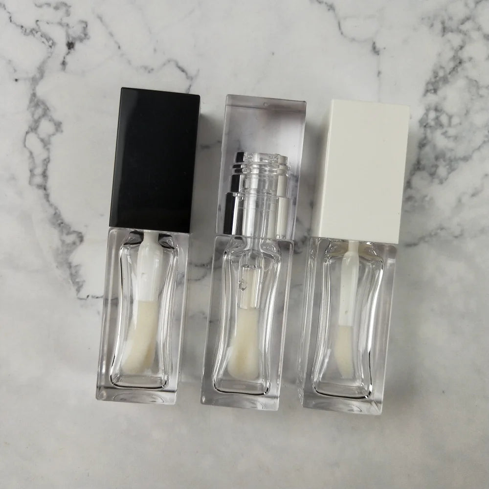 6ml 5ml 4ml 3ml transparent square round clear lip gloss tube empty lipgloss bottles with big wand
