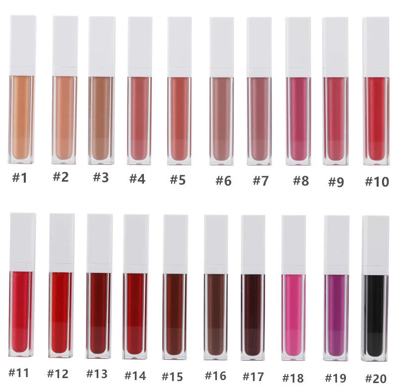 waterproof white tube package long lasting liquid lipstick make your brand nude matte lip gloss
