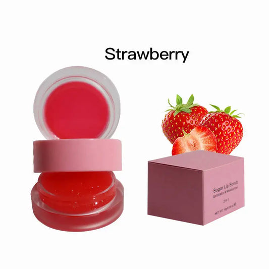 2 in 1 natural sugar honey lip balm and lip scrub moisturizing hydrating fruit flavor lip balm and scrub
