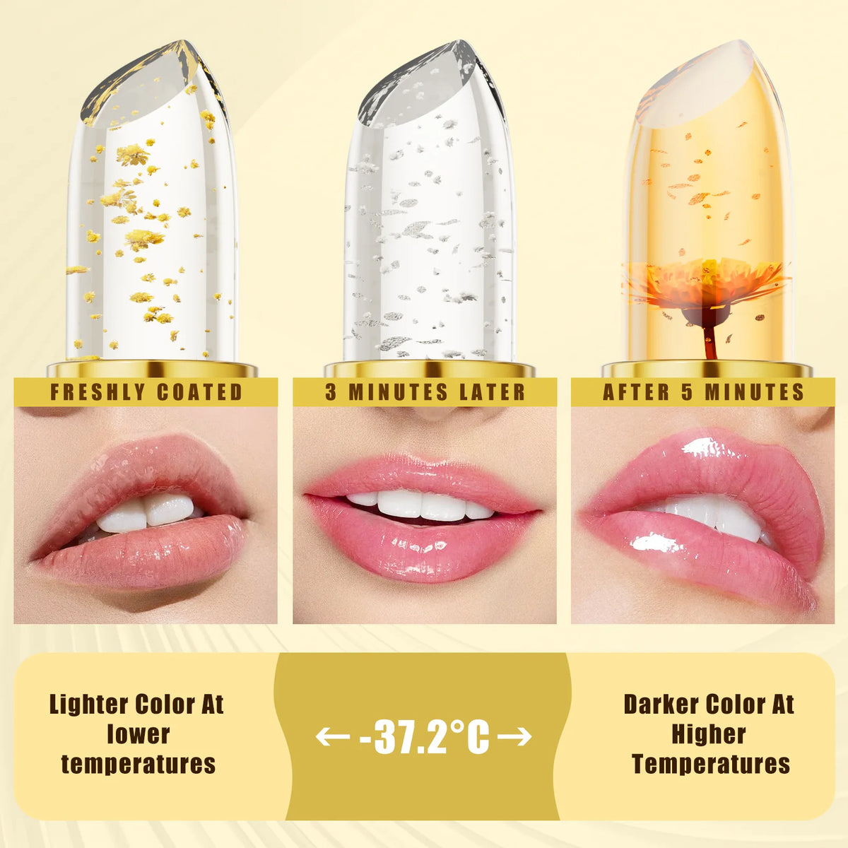 cosmetics moisturizing lip balm lipstick temperature color changing jelly flower lip balm