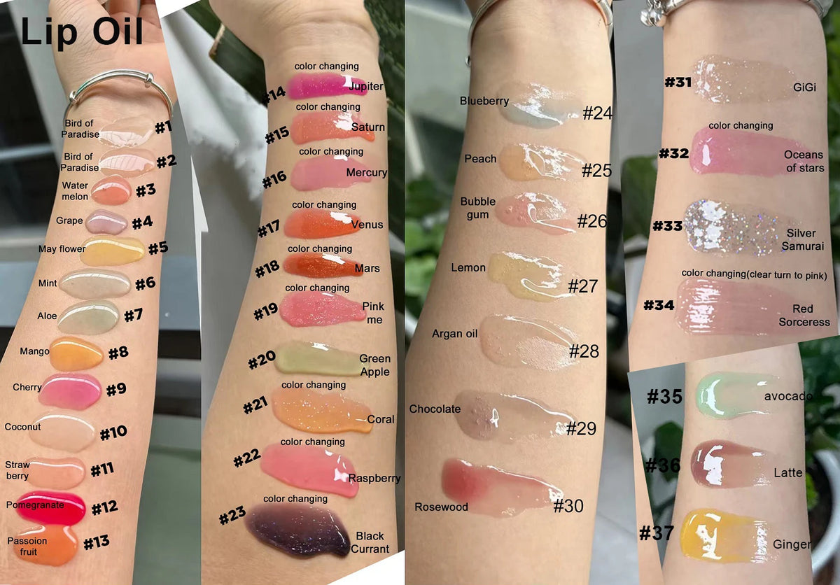 big brush tinted changing lip oil moisturizing flavouring fruit clear vegan pink lipgloss lip gloss