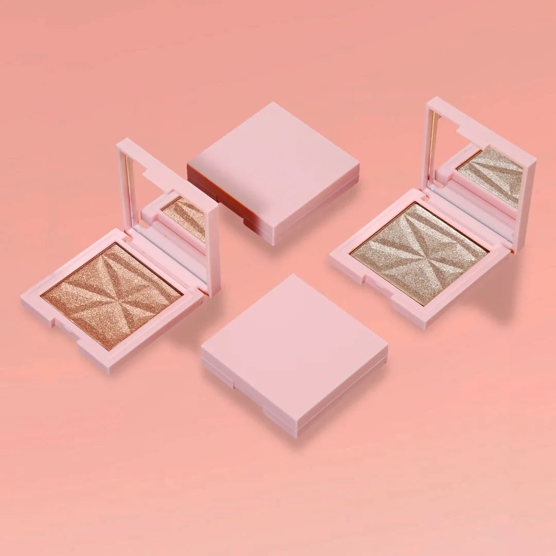 vegan cruelty-free shimmer makeup highlighter pink palette bronzer face cosmetics diamond sparkling highlighter