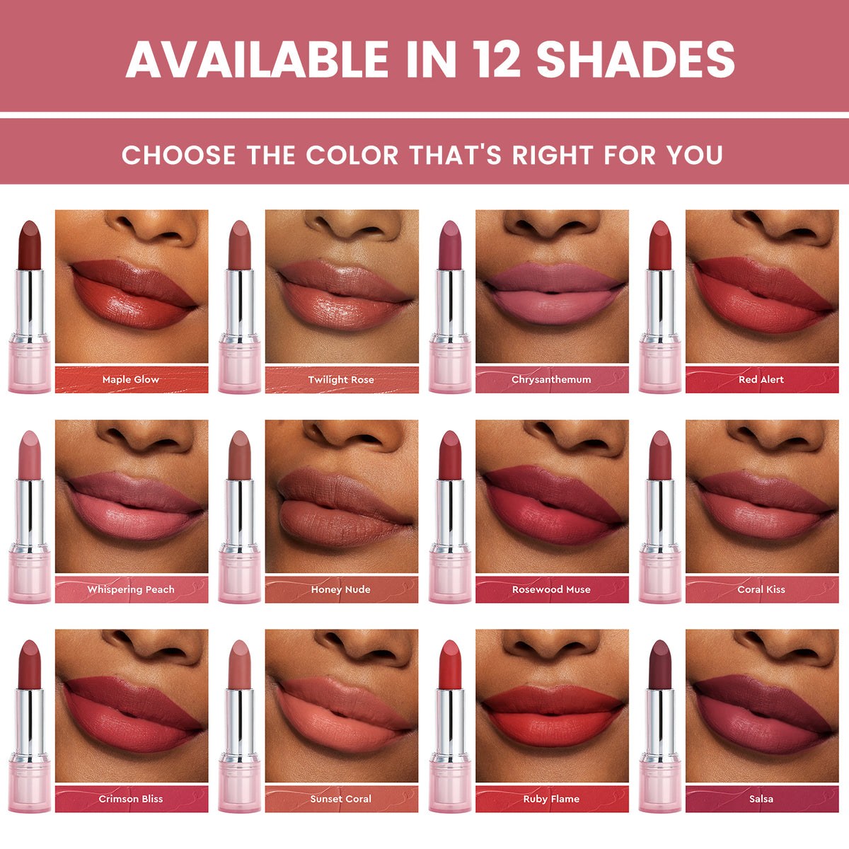 creamy lipstick long lasting smooth vegan pink tube cosmetics matte lipstick