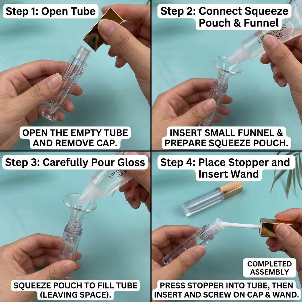 low moq square clear lipgloss packaging cosmetic empty lip gloss tube plastic container