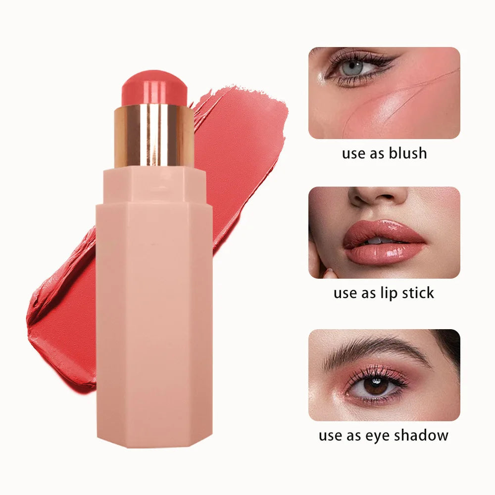 waterproof facial creamy blusher stick long-lasting natural cheek rouge blusher highlighter bronze stick