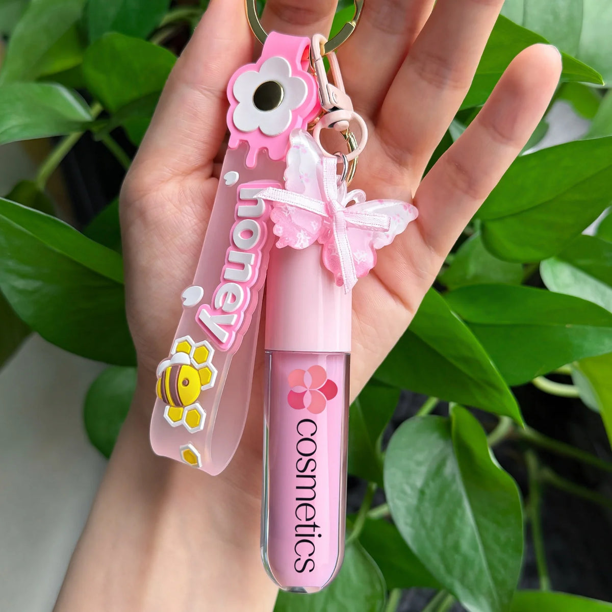 moisturizing keychain lip gloss hydrating lip shine for travel portable non-sticky charm lipgloss