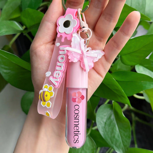 moisturizing keychain lip gloss hydrating lip shine for travel portable non-sticky charm lipgloss