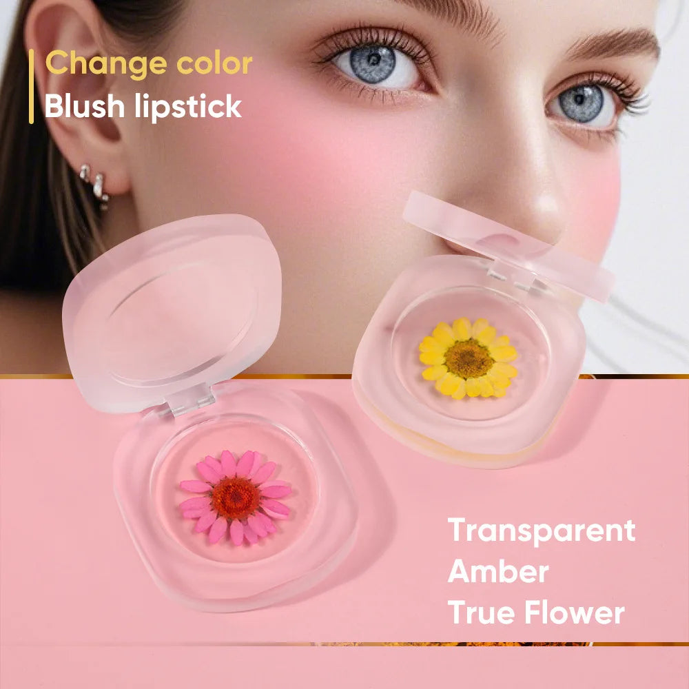 fashion style multi colors flower transparent lip cheek dual use moisturizing jelly blush cream color changing blush
