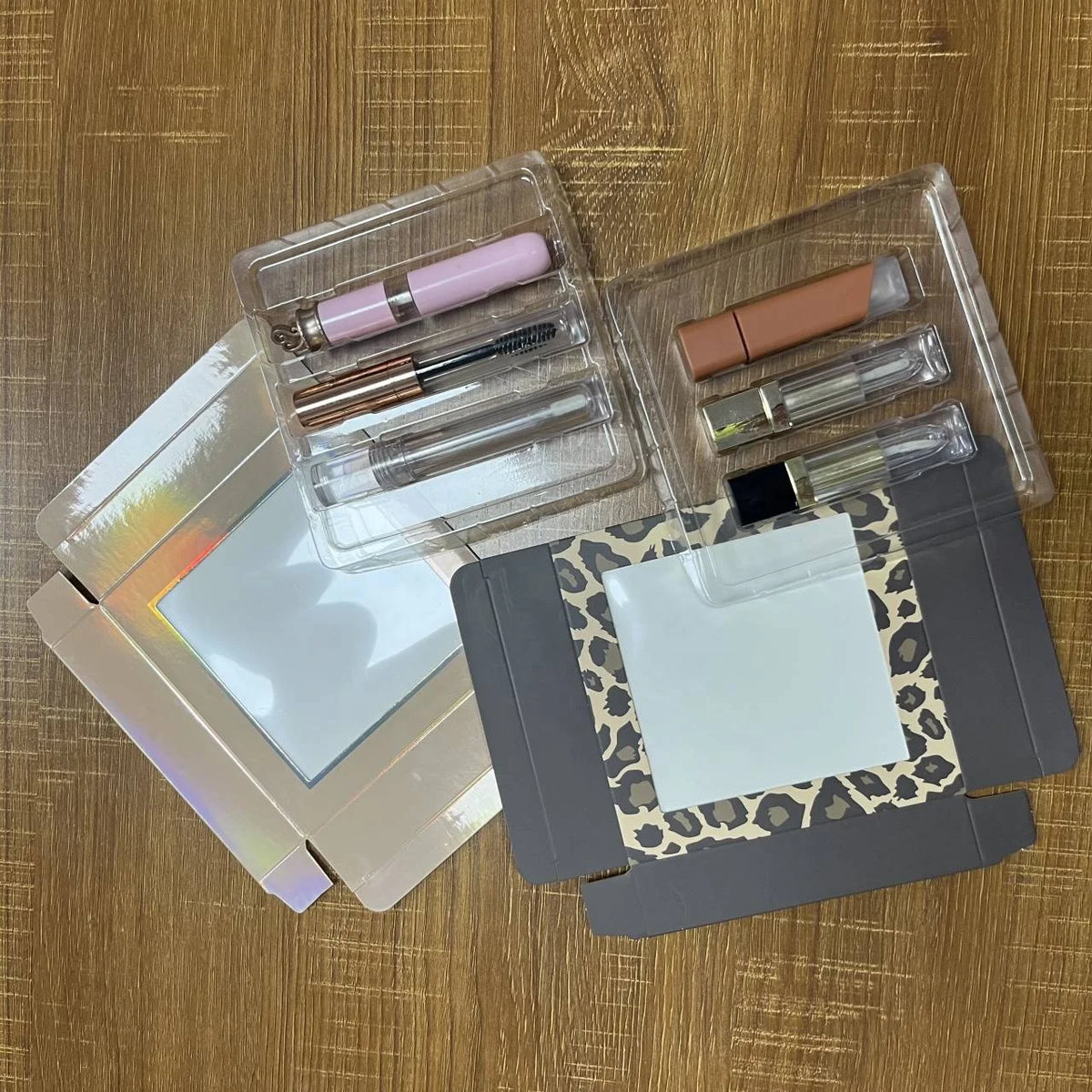 empty lipgloss set box package liquid lipstick set paper box with clear window