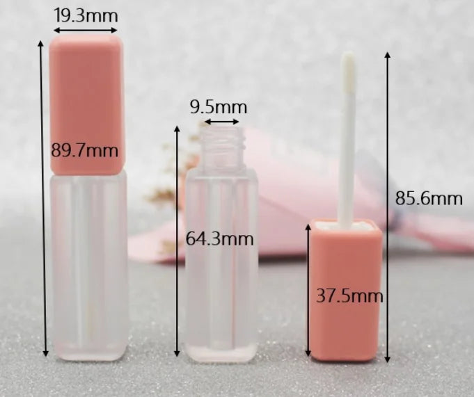 stock plastic 3.5ml plasticine empty square lipgloss container tube with frosted bottle low moq lipstick tube