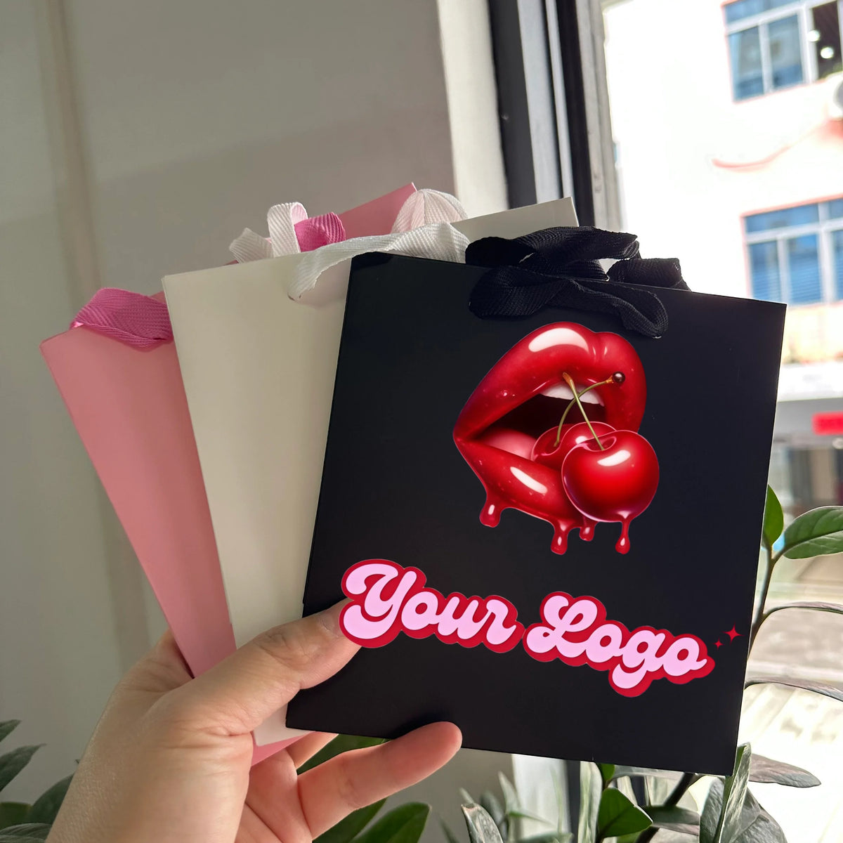paper bags with ribbon handle durable reusable printing paper gift bag luxury shopping bag