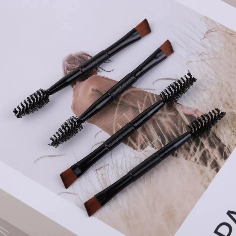 Double-ended eyebrow brush with spoolie