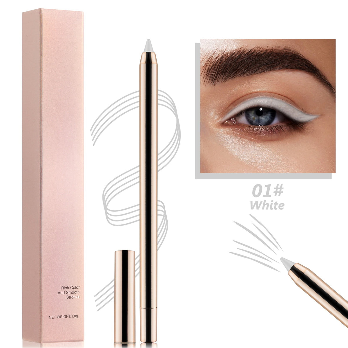 vegan makeup eye liner pencil long lasting waterproof smooth gel eyeliner pen gold tube eye liner gel pencil