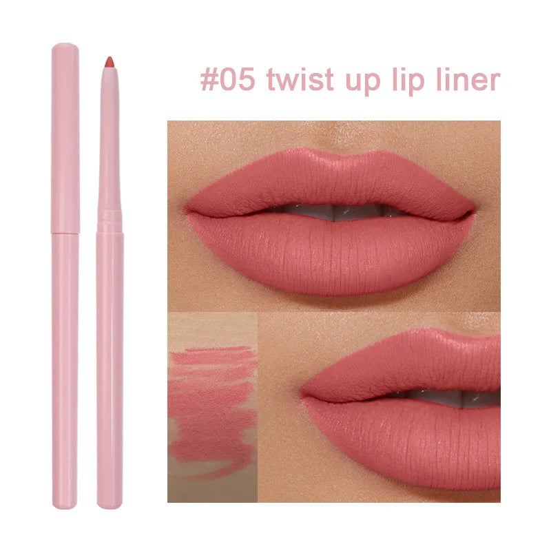 Vegan long-lasting matte cream lip liner pencil in 15 colors