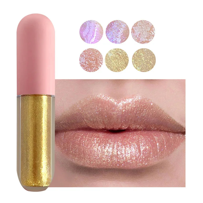 mini cute pink round shaped lipgloss waterproof long-lasting 6colors gift set cosmetics makeup lip tint lip gloss set
