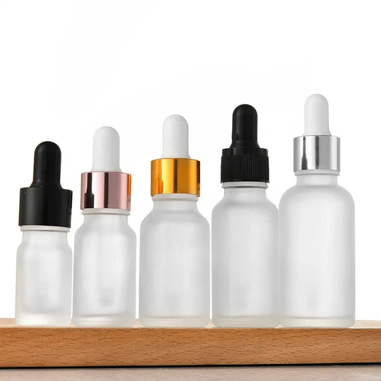amber brown clear matte black oblique shoulder essential serum oil glass dropper bottle 1oz 15ml 30ml 50ml 120ml