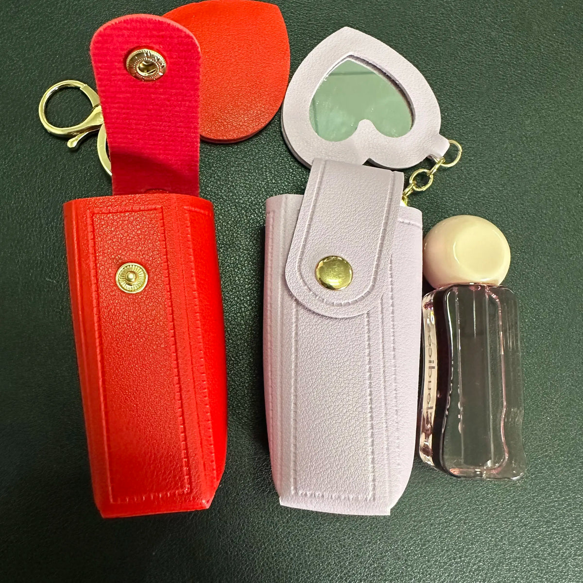 HOT Leather Liquid Lipstick Bag Keychain Holder Lip Balm Case with Makeup Mirror Fashion Lipstick Bag KeyChain for Women Summer