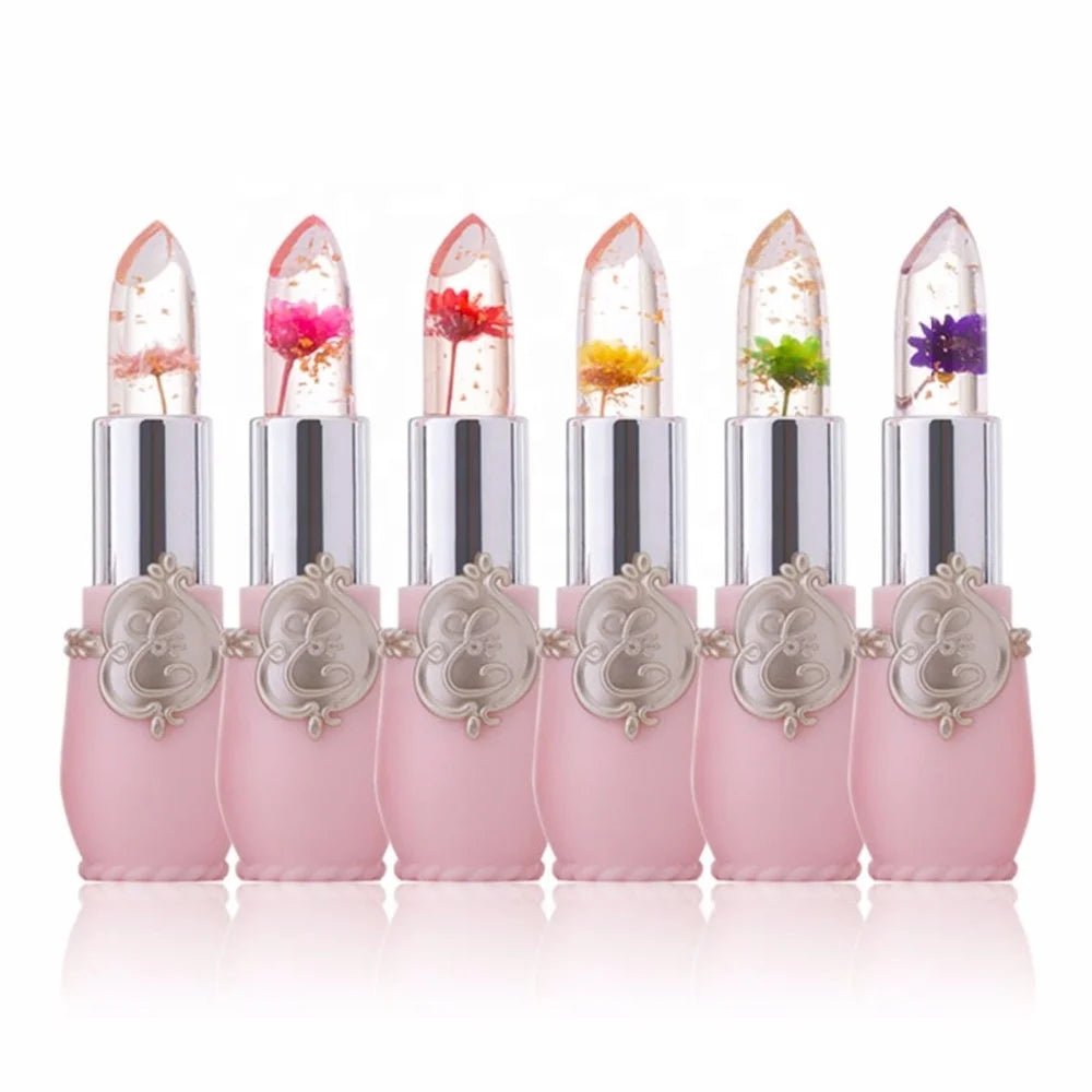 cosmetics moisturizer lip balm transparent lipsticks color changing jelly flower lipstick
