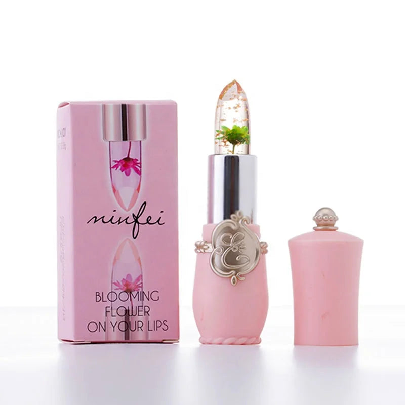 cosmetics moisturizer lip balm transparent lipsticks color changing jelly flower lipstick