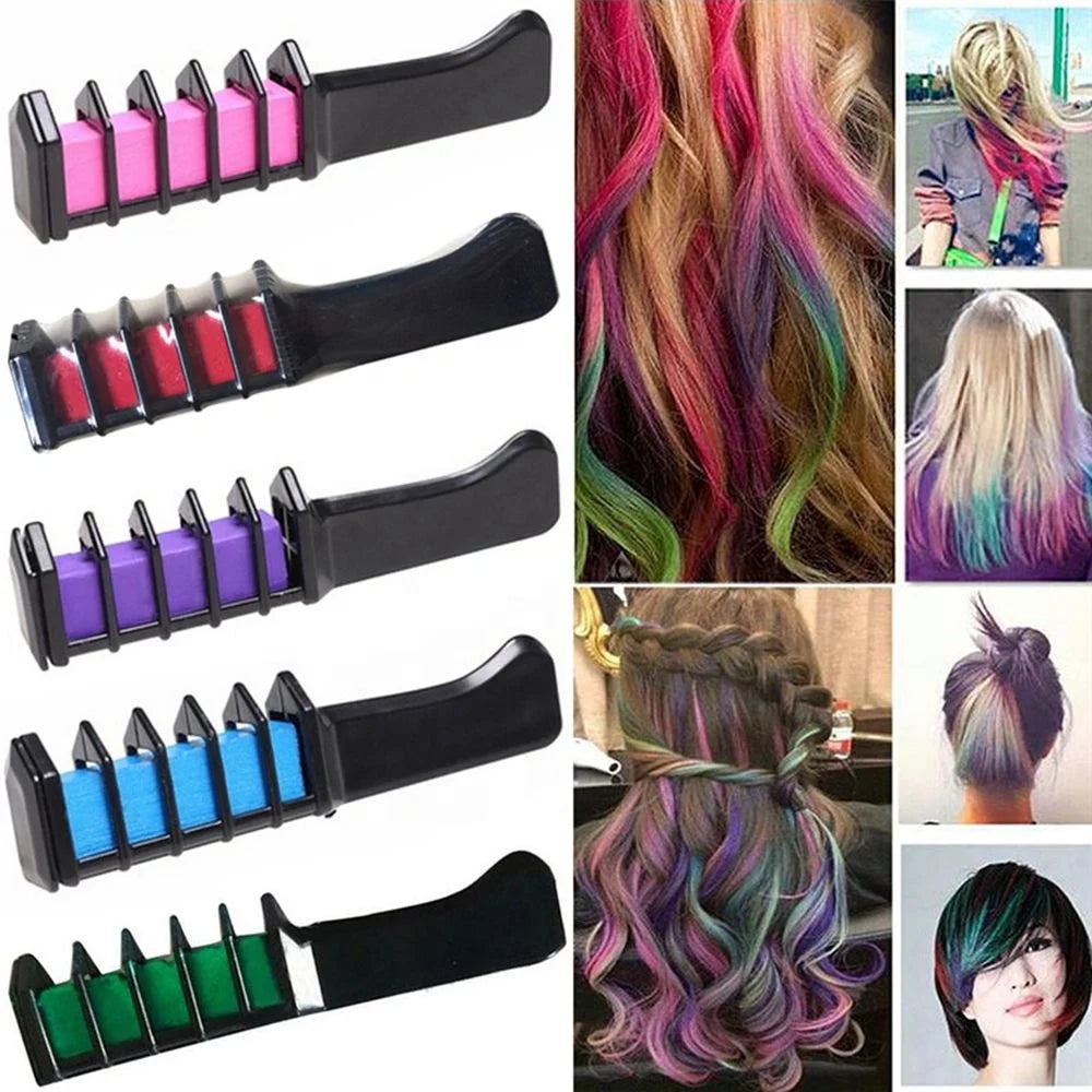 6 colors personal disposable mini salon comb temporary professional hair dye hair chalk comb for girls party cosplay