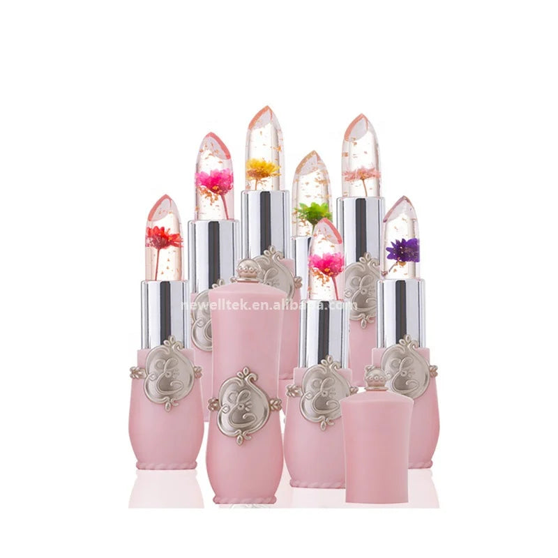 cosmetics moisturizer lip balm transparent lipsticks color changing jelly flower lipstick