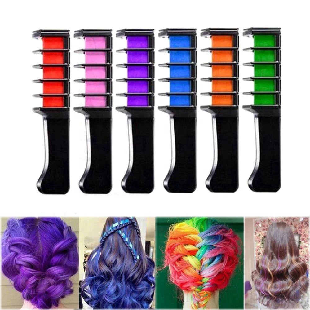 6 colors personal disposable mini salon comb temporary professional hair dye hair chalk comb for girls party cosplay