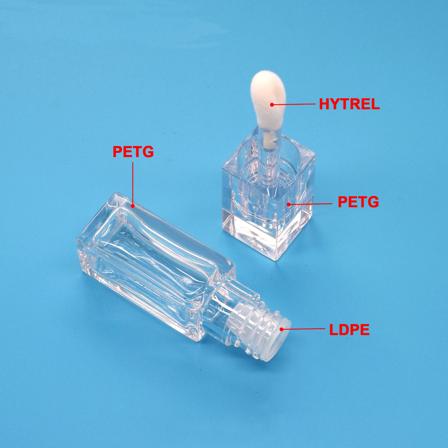 [ Your Private Label ] All Clear Crystal Square Big Doe Foot Lipgloss Container Thick Bottle Transparent Lip Gloss Tubes With Big Brush Big Wand 10ml