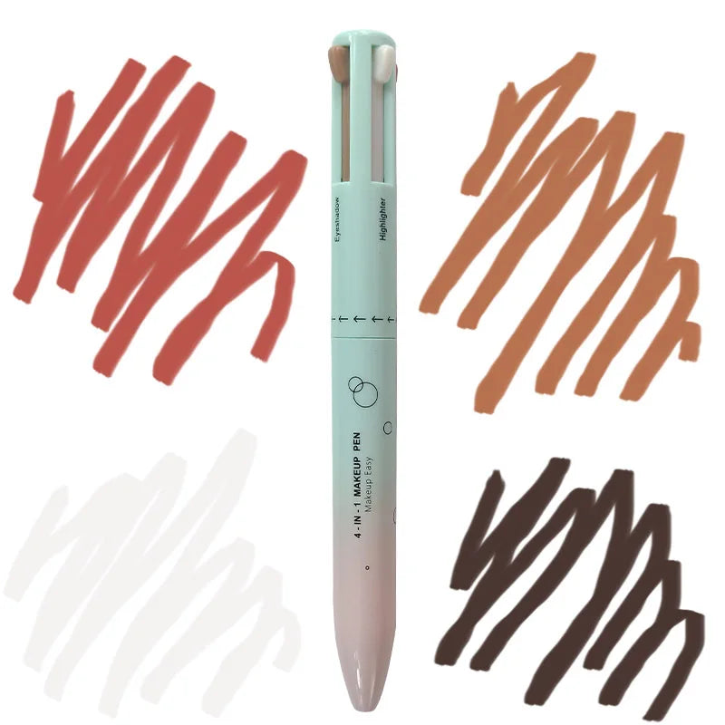 waterproof blue long lasting 4 in1 makeup pen eyeliner eyebrow lipliner highlighter 4 in 1 makeup pencil
