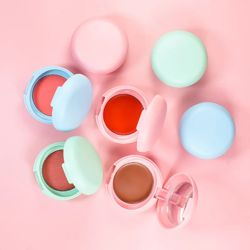 round plastic pink creme cheek blush cream to powder blush palette single tint creamy blush