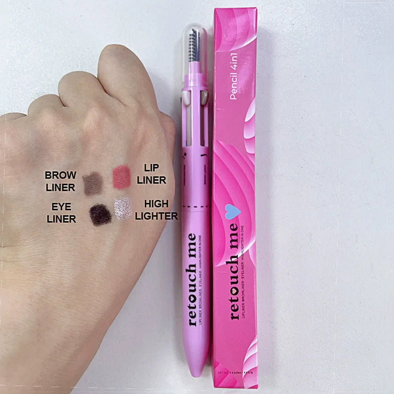 multifunction brow contour touch up 4in1 makeup pen with brush 4 refills 4 colors eyebrow eyeliner lipliner highlighter
