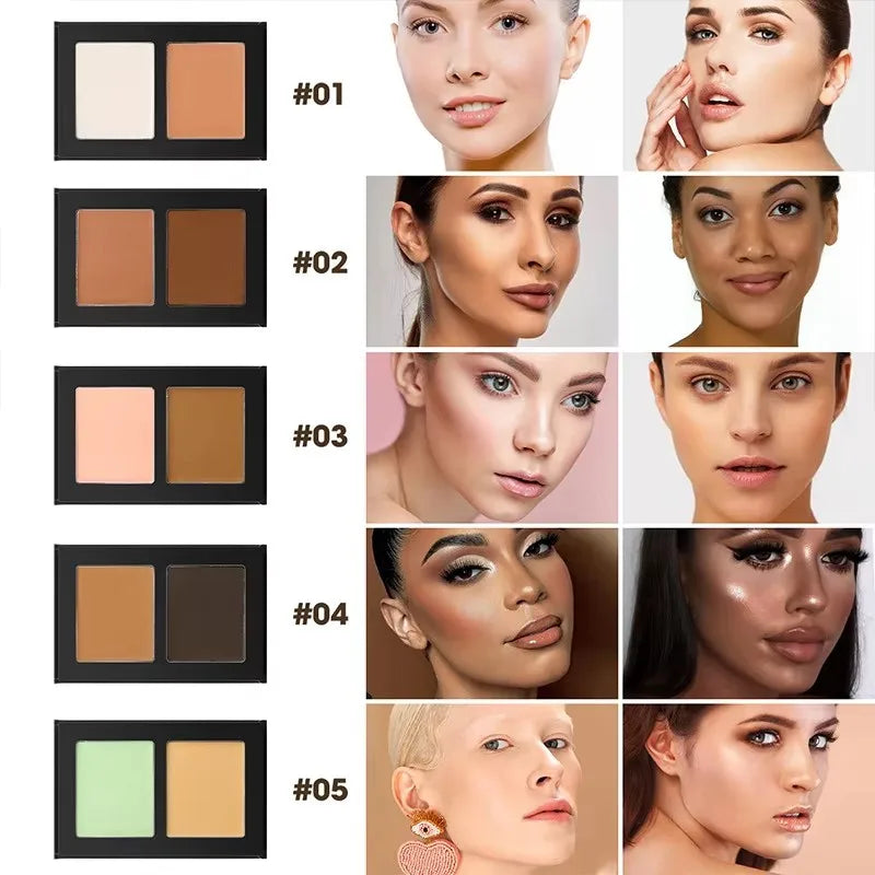 2 colors face makeup concealer palette full coverage waterproof vegan cream concealer palette