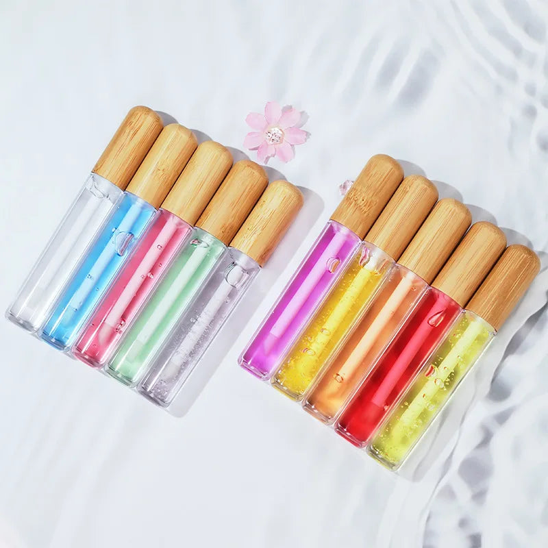 lip cosmetics 10 colors round tube lip balm oil high pigmented moisturizing vegan fruit flavor clear lip oil