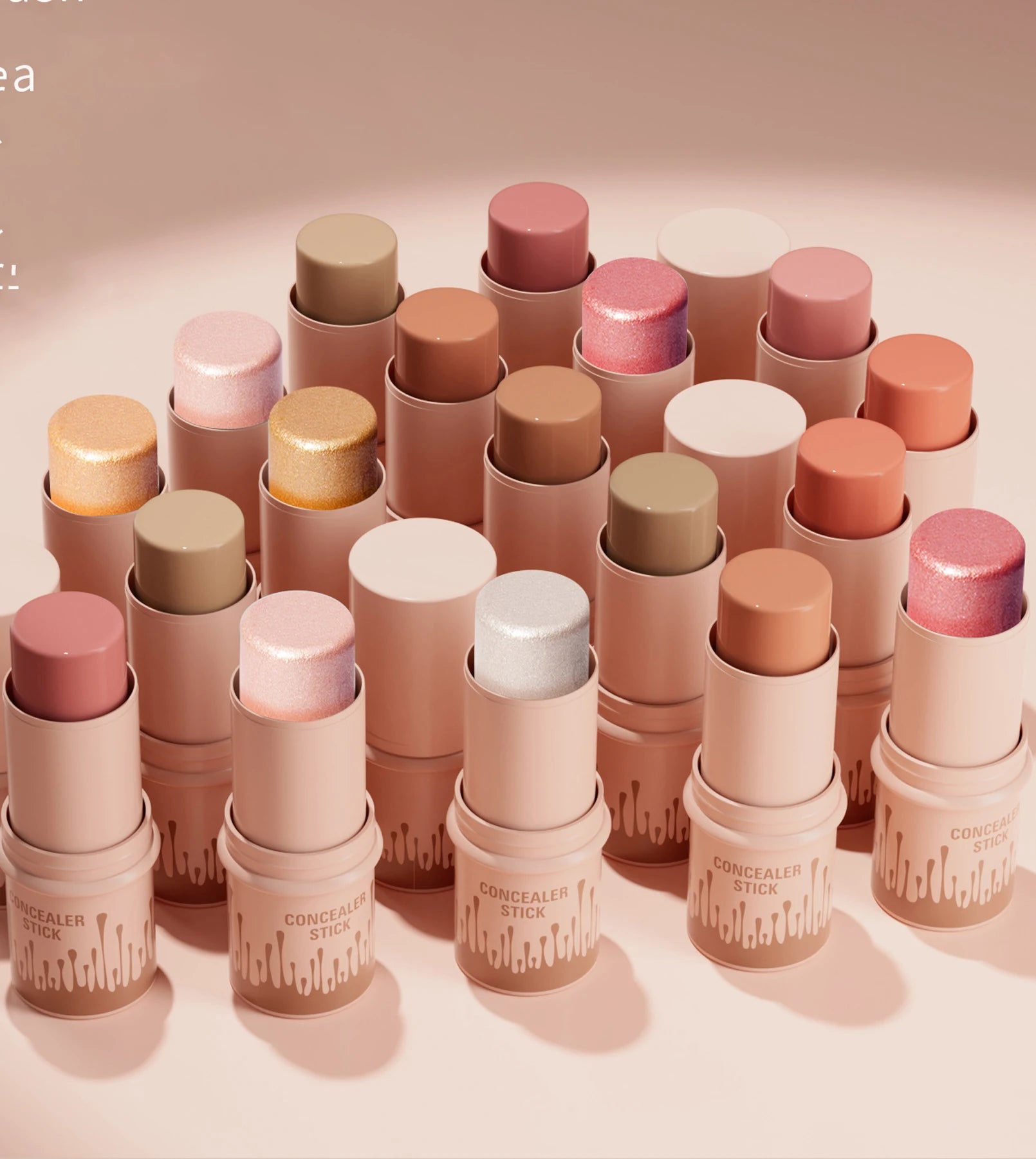 Waterproof shimmer highlighter sticks in twelve colors
