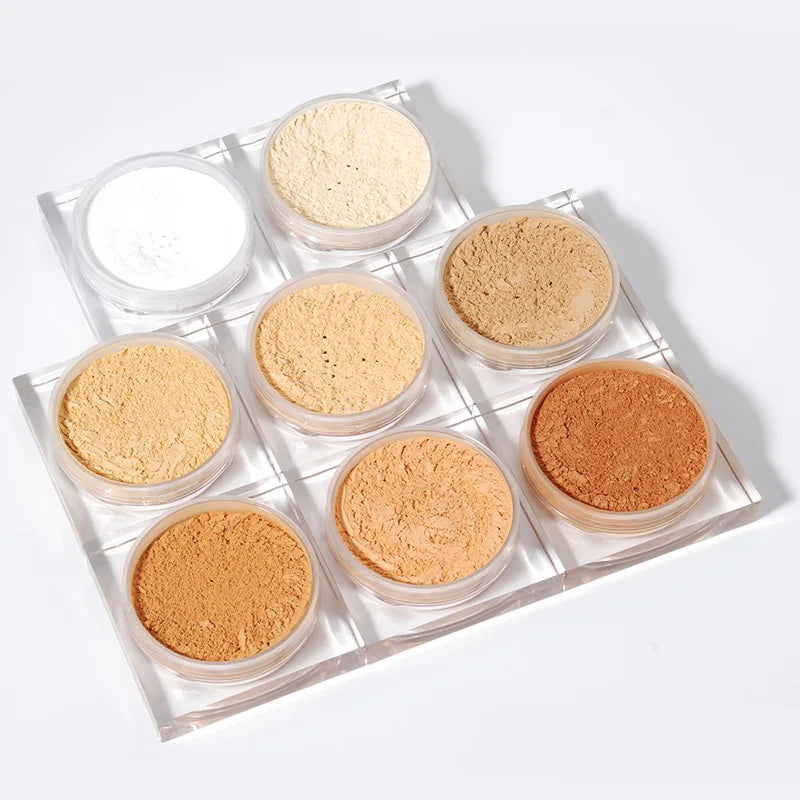 vegan waterproof face oil control nude jar makeup translucent matte cosmetic powder loose setting powder with puff