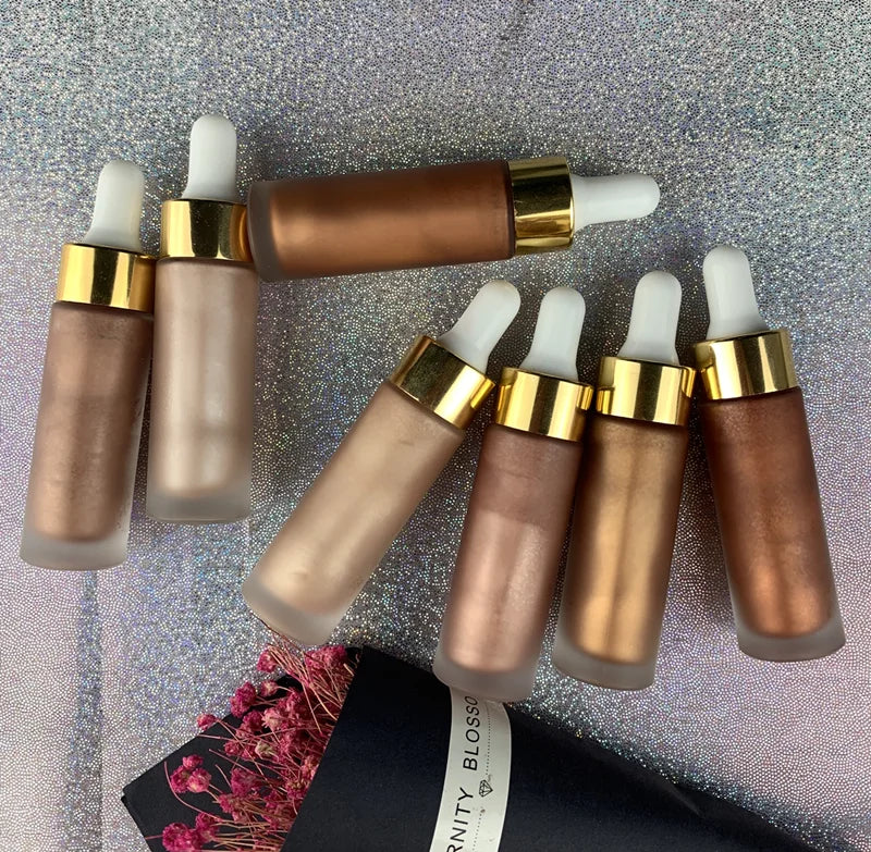 face makeup 7 colors liquid makeup long lasting glitter liquid highlighter oil