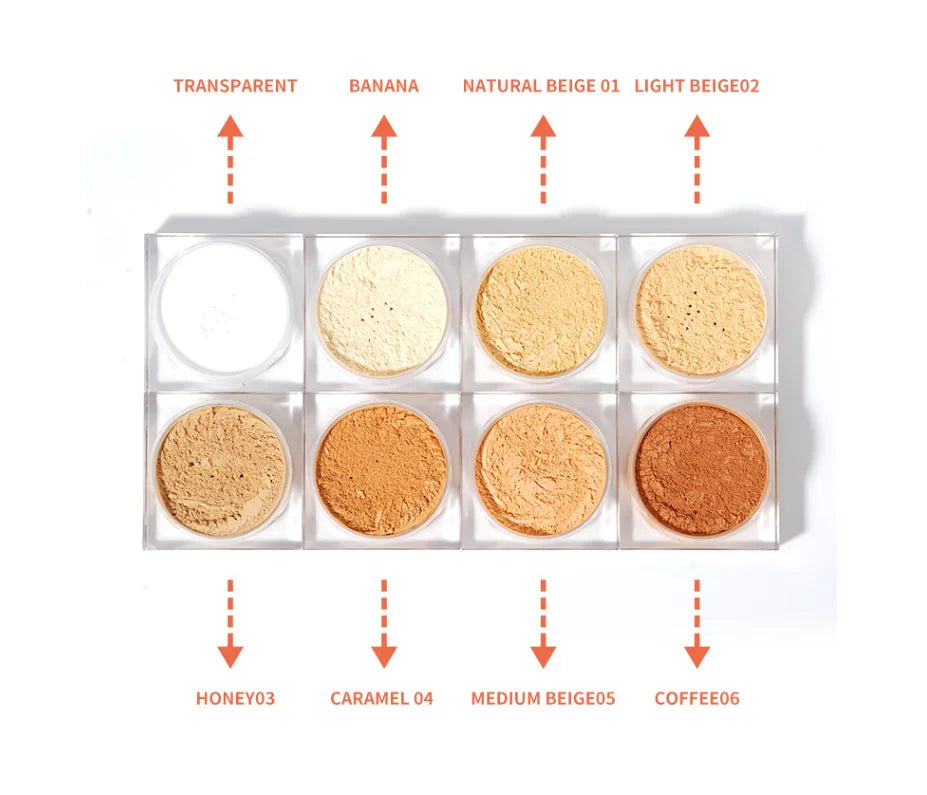 vegan waterproof face oil control nude jar makeup translucent matte cosmetic powder loose setting powder with puff