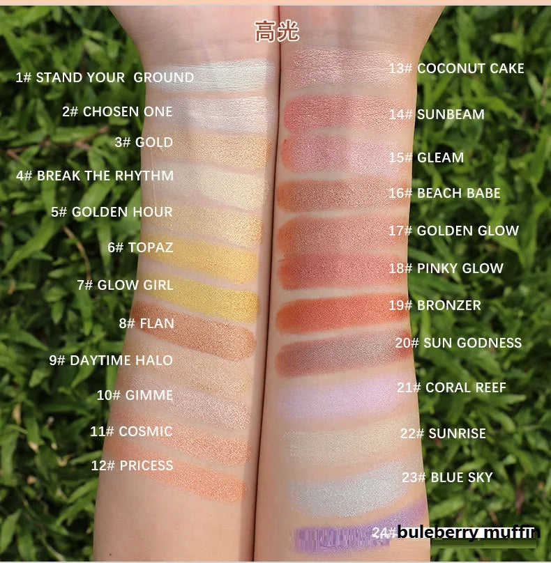high pigment long lasting pressed powder highlighter blusher contour palette vegan diy makeup palette