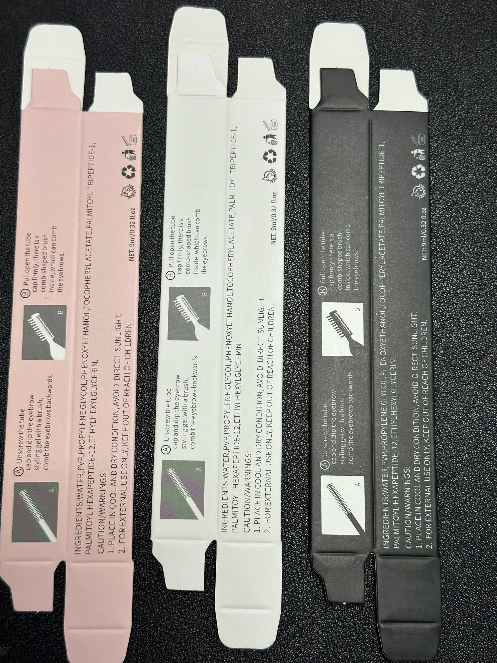 3 tube clear and white brow gel set